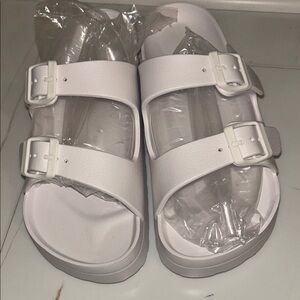 White Double Strap Sandals